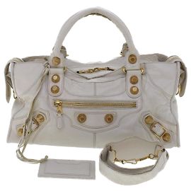 BALENCIAGA Le sac à main géant à temps partiel en cuir 2chemin blanc 173082 Auth yk7584 Blanc