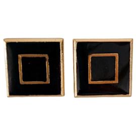 Yves Saint Laurent-Magnificent Yves Saint Laurent Black and Gold earrings-Black,Golden
