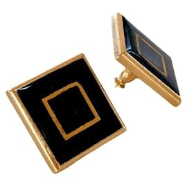 Yves Saint Laurent-Magnificent Yves Saint Laurent Black and Gold earrings-Black,Golden