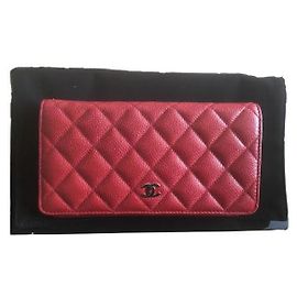 Chanel Yen Wallet Red Caviar Leather Red