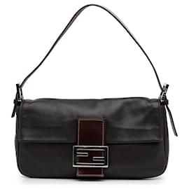 Fendi-Baguette Mamma en cuir marron Fendi-Marron,Marron foncé