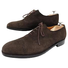 JM Weston-JM WESTON SHOES 300 Richelieu 8.5D 42.5 BROWN SUEDE SUEDE LEATHER SHOE-Brown