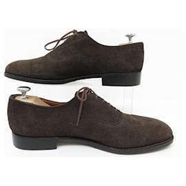 JM Weston-JM WESTON SHOES 300 Richelieu 8.5D 42.5 BROWN SUEDE SUEDE LEATHER SHOE-Brown