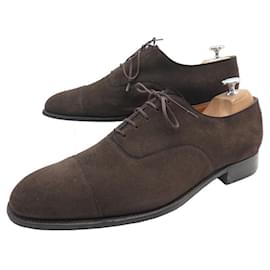 JM Weston-JM WESTON SHOES 300 Richelieu 10E 44 wide 44.5 SUEDE LEATHER SHOES-Brown