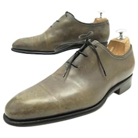 Santoni-SANTONI CARTER SHOES 11732 Richelieu 6 IT 41 FR LEATHER KHAKI SHOES-Khaki