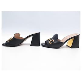 Gucci-GUCCI SHOES MORS MULES 655412 in black leather 38 SANDALS SANDALS SHOES-Black
