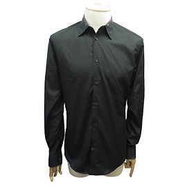 Hermès CAMICIA FITTING HERMES CON COLLO DRITTO 026250H20239 COTONE NERO M 39 15.5 Camicie Nero