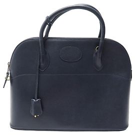 Autre Marque VINTAGE BUGATTI BOLIDE STYLE HANDBAG IN NAVY BLUE GRAINED LEATHER HANDBAG PURSE Navy blue