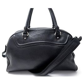 BOLSA DE VIAGEM HUGO BOSS EM BOLSA DE VIAGEM DE COURO GRÃO DE BÚFALO PRETO Preto