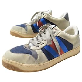 Gucci - Men - Monogrammed Coated-canvas and Leather Sneakers Blue - UK 8
