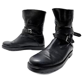 Dior-DIOR SHOES COMBAT ANKLE BOOTS WITH HEDI SLIMANE STRAPS 43.5 BOOTS SHOES-Black
