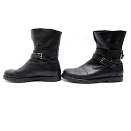 Dior-DIOR SHOES COMBAT ANKLE BOOTS WITH HEDI SLIMANE STRAPS 43.5 BOOTS SHOES-Black