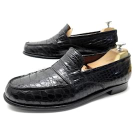 JM Weston-JM WESTON LOAFERS 180 8.5C 42.5 BLACK CROCO LEATHER LOAFERS SHOES-Black