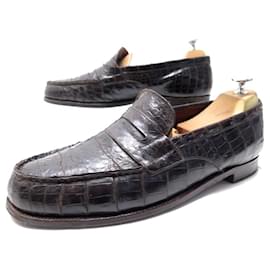 JM Weston-JM WESTON LOAFERS 180 8.5C 42.5 CROCO LEATHER LOAFERS SHOE-Brown