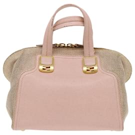 Fendi-FENDI Chameleon Handtasche Leder Canvas 2Weg Pink Brown Auth bs6469-Braun,Pink