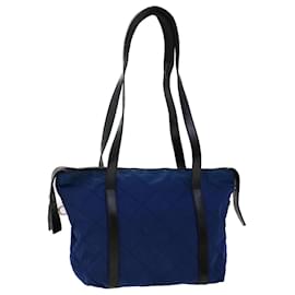 Prada-PRADA Quilted Shoulder Bag Nylon Leather Navy Auth 47100-Navy blue