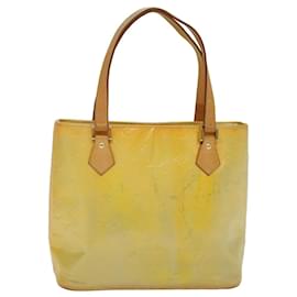 Louis Vuitton-LOUIS VUITTON Monogram Vernis Houston Bolso de mano Lima Amarillo M91055 LV Auth 46748-Dorado