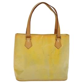Louis Vuitton-LOUIS VUITTON Monogram Vernis Houston Hand Bag Lime Yellow M91055 LV Auth 46748-Other