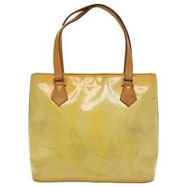 Louis Vuitton-LOUIS VUITTON Monogram Vernis Houston Hand Bag Lime Yellow M91055 LV Auth 46748-Other