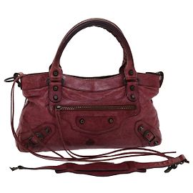 BALENCIAGA Le premier sac à main en cuir 2façon rouge 103208 Auth yk7618 Rouge
