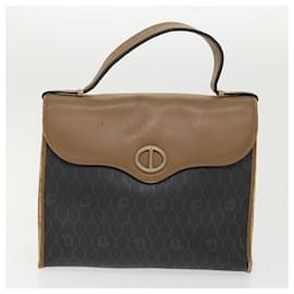 Christian Dior-Christian Dior Honeycomb Canvas Hand Bag PVC Leather 2Set Black Auth bs6510-Black