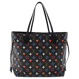 Louis Vuitton-LOUIS VUITTON Monogram Game On Neverfull MM Shoulder Bag M57483 LV Auth 46152a-Black