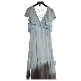 Autre Marque Kleid im englischen Stickerei-Stil mintgrün Hellgrün