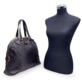 Yves Saint Laurent-Brown Leather Large Muse Tote Shoulder Bag-Brown