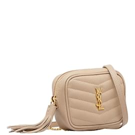 Yves Saint Laurent-Monogram Matelasse Mirco Lou Crossbody Bag 635088-Beige