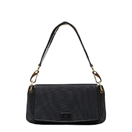 Gucci-Canvas Flap Shoulder Bag 106671-Black