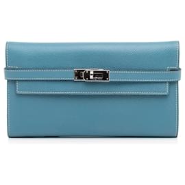 Hermès-Hermes Blue Epsom Kelly Classic Wallet-Blue