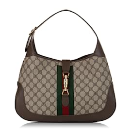 Balenciaga-Balenciaga Brown BB Supreme Web Jackie Satchel-Brown,Beige