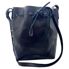 Mansur Gavriel-Mansur Gavriel Genuine Leather Bucket Bag-Black