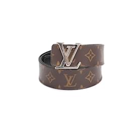 Louis Vuitton-Cinturón de cuero Louis Vuitton Monogram Initiales M9821 en muy buen estado-Castaño