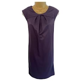 Whistles-Whistles Womens Dark Plum Fine Wool Blend Shift Dress UK 8 US 4 EU 36-Purple