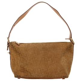 Céline-CELINE C Macadam Canvas Shoulder Bag Suede Leather Brown Auth 47408-Brown