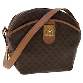 Céline-CELINE Macadam Canvas Shoulder Bag PVC Leather Brown Auth ar9832-Brown