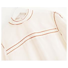 Prada-Prada SS15 Blusa con ribetes de puntadas-Crudo