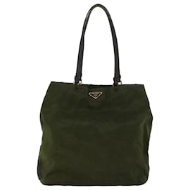 Prada-PRADA Hand Bag Nylon Khaki Auth 47526-Khaki