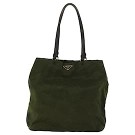 Prada-PRADA Hand Bag Nylon Khaki Auth 47526-Khaki