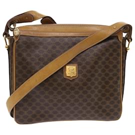 Céline-CELINE Macadam Canvas Shoulder Bag PVC Leather Brown Auth ar9883b-Brown