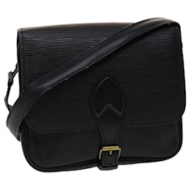 Louis Vuitton-LOUIS VUITTON Epi Cartouchiere MM Shoulder Bag Black Noir M52242 LV Auth 38973-Black