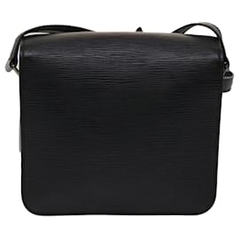 Louis Vuitton-LOUIS VUITTON Epi Cartouchiere MM Shoulder Bag Black Noir M52242 LV Auth 38973-Black