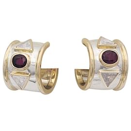 inconnue-Two gold ruby and diamond earrings.-Other
