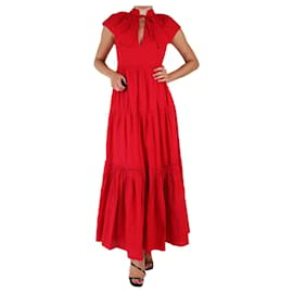 Autre Marque-Robe longue à col seersucker rouge - taille XS-Rouge