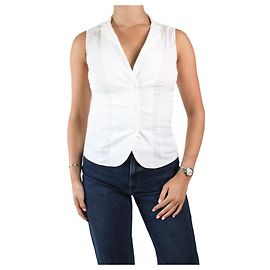 Akris Camisa blanca sin mangas con botones - talla UK 8 Otro