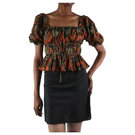 Ulla Johnson Top estampado multicolor con mangas abullonadas - talla US 2 Multicolor