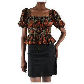 Ulla Johnson Multicolour printed puff-sleeve top - size US 2 Multiple colors