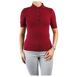 Victoria Beckham Rotes Kurzarm-Strickpoloshirt – Größe Markengröße 1 Rot