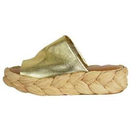 Robert Clergerie-Gold woven platform sandals - size EU 39.5-Golden